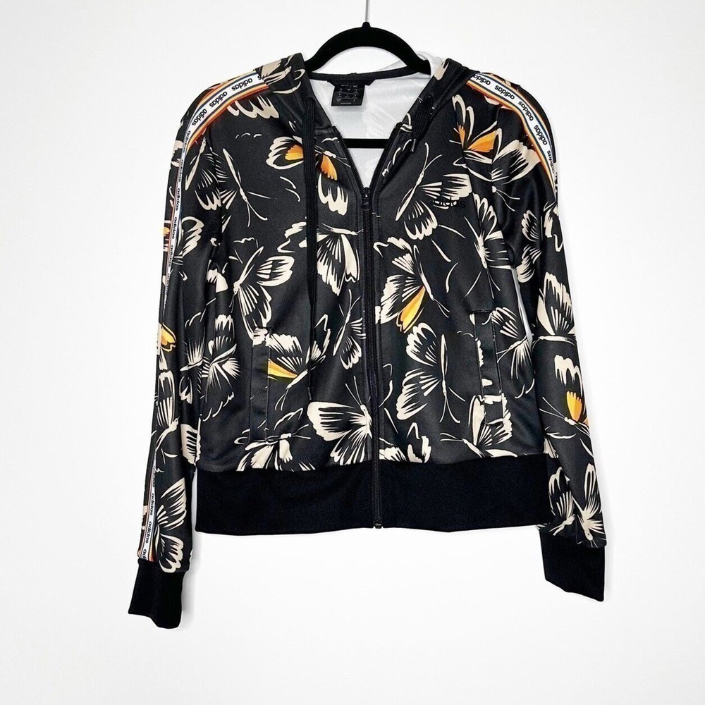 Adidas X Farm Rio Butterfly Track Jacket Hoodie Full Zip Womens Black Size Small - Picture 2 of 6
